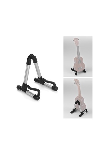 Ruicoo Alüminyum Alloy Ukulele Stantı 18-26 İnç İçin Taşınabilir A-çerçeve Yumuşak Yastıklarla Gümüş Renkli