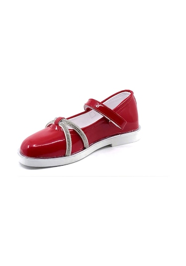 Ayakkabımood Arz 4755 Kırmızı Rugan Taşlı Kız Çocuk Babet Ayakkabı Kırmızı