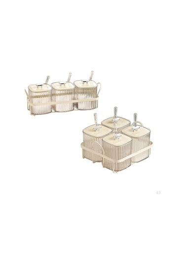 Pazly 3 Bölünmüş Baharat Kavanozu Şekerlik Kurutulmuş Meyve Servis Tepsisi Kapaklı 3 Adet Diğer