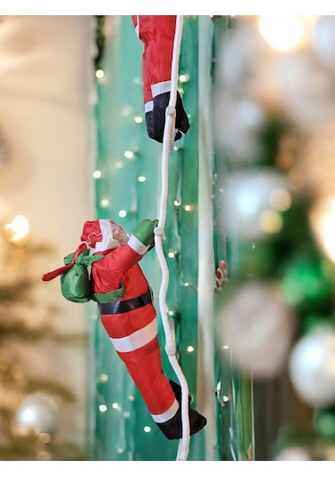 İpe Tırmanan Noel Baba Dekoratif Obje