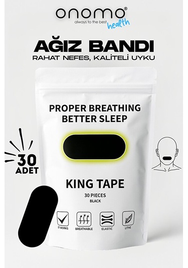 Health Ağız Bandı Siyah Horlama Önleyici Ağız Kapama Hipoalerjenik Uyku Bandı 30'lu