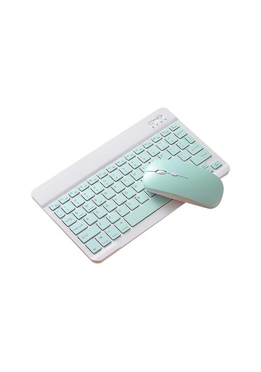 Geeksen Sk-030 10 İnç Bluetooth Klavye Ve Fare Seti - 78 Tuşlu İnce Tasarım, 3 Dpı Ayarlı, Çoklu Sistem Uyumlu, Şarj Edilebilir Yeşil Diğer