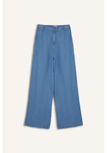 DeFacto Pull On Wide Leg Yüksek Bel Uzun Tensel Yıkamalı Pantolon D8238AX25SMNM85