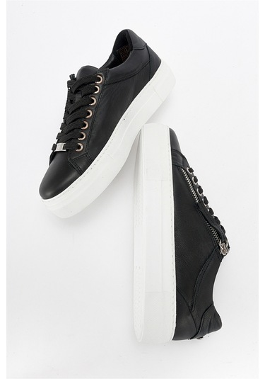 Luvishoes Berly Siyah Hakiki Deri Kadın Sneakers Siyah