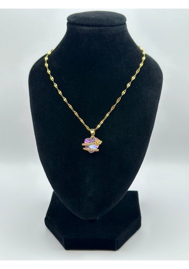 Arnes Jewelry Çelik Zirkon Taşlı Kalpli Kolye Ar478nes Gold