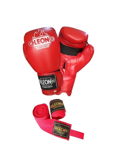 Kogam Leon Blade Boks, Kick Boks Ve Muay Thai Eldiveni+Bandaj Kırmızı