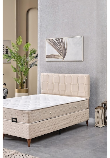 Evdemo Vizyon Çift Kişilik Baza Başlık Yatak Seti Krem 150 200 150 x 200