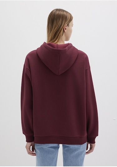 Mavi - Mavi Logo Baskılı Kapüşonlu Bordo Sweatshirt 1600361-85493 Bordo