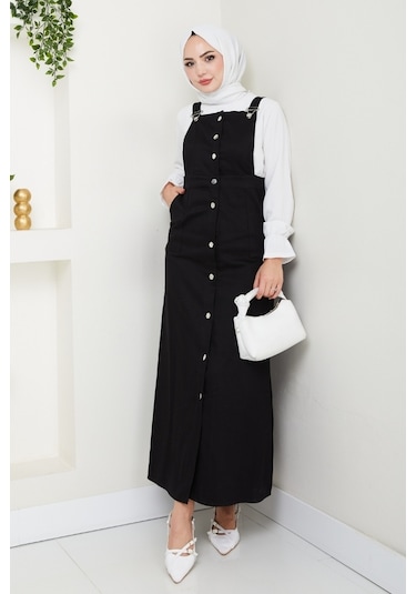 Boydan Düğmeli Gabardin Jile 1552 - Siyah Siyah