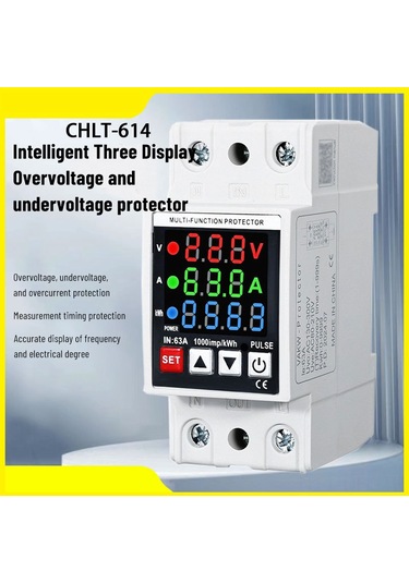 Dofolink Chlt-614 Akıllı Akım-aşırı Gerilim Koruyucu, 1-63a Ayarlanabilir, Otomatik Yeniden Kapama, Üçlü Ekranlı Ev Ve Alışveriş Merkezi Elektrik Sigorta Cihazı