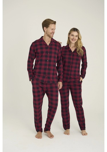 9209-k Kadın Apaj Yaka Pijama Takım MÜRDÜM