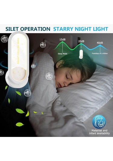 Tenfowee Beyaz Euro Şarjlı Yıldızlı İç Hava Temizleyici Lambası - Negatif İyon Filtreleme Fonksiyonu 1 Adet Beyaz