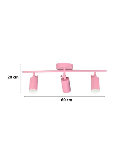 Spoti 3'lü Pembe Renk Gün Işığı Modern Tasarım Salon - Mutfak - Banyo Spot Ledli Sıralı Avize Pembe