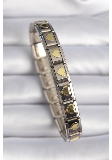 316l Çelik Gümüş Renk Gold Kalp İşleme Nomination Charm Bileklik Çok Renkli