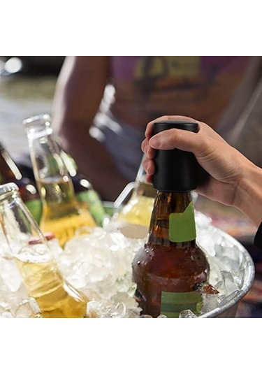 Lemestar Stainless Steel Otomatik Manyetik Basma Tipi Şişe Açıcı Siyah, 2 Adet Siyah