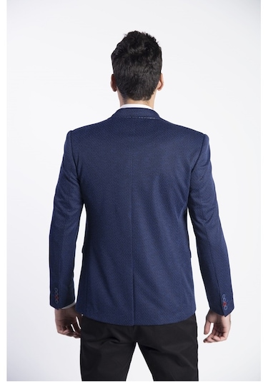 Sposo 5102 Dar Kalıp Örme Kumaş Lacivert Erkek Blazer Ceket Lacivert