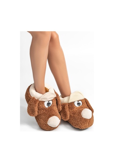 Twigy Didi Kadın,Garson Boy Hayvanlı Panduf Kahverengi 36/41 YY0280 Kahverengi