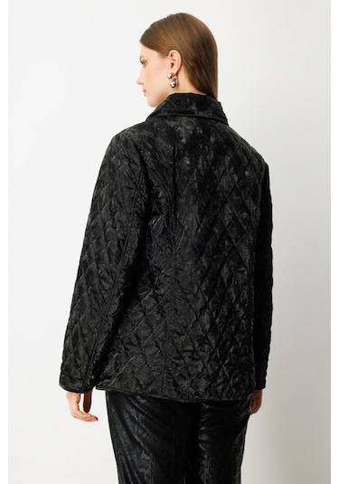 Ekol Kadın Büyük Beden Torba Cepli Kapitone Mont 6803 Siyah Siyah