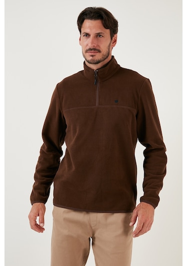 Buratti Slim Fit Anti-Pilling Tüylenme Yapmayan Bato Yaka Kışlık Şardonlu Erkek Polar 5906001 Kahve