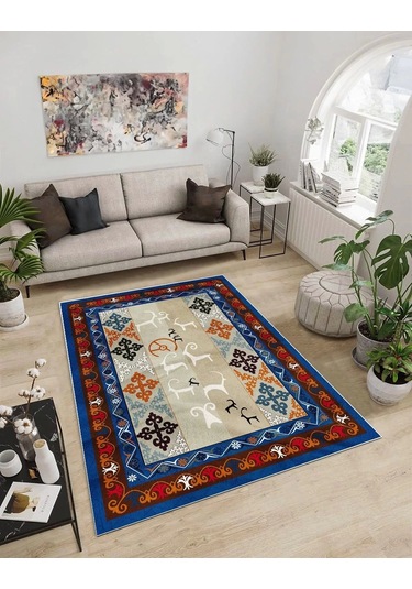 Dijidekor Işıltı Koleksiyonu Model11 Süngerli Dijital Baskılı Saçaksız Mutfak Halısı Yolluk