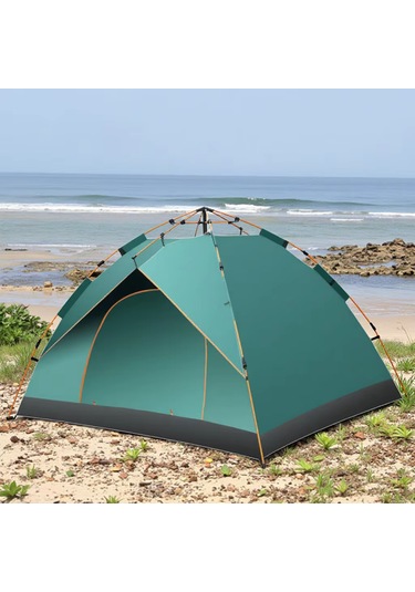 Çift Kapılı Otomatik Kurulum Kamp Çadırı 3 Kişilik Kolay Kurulum Piknik Plaj Çadır 200x150x125cm Yeşil