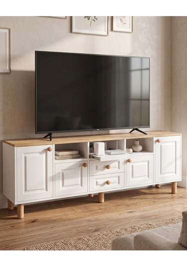 Life Tv Ünitesi %100 Mdf Beyaz - Meşe