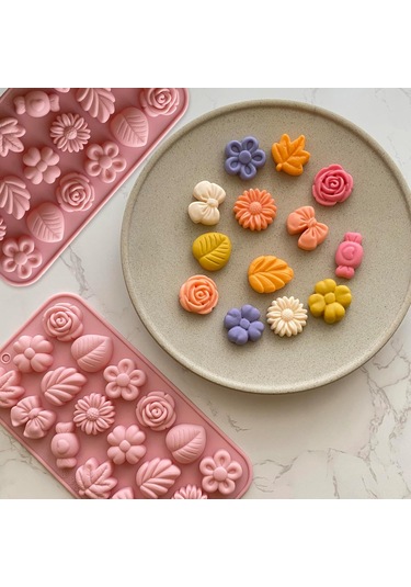 Moveevo Yiyecek Kalitesi Silikon Kalıp 2'li Set: 18 Farklı Şekil Çiçek, Yaprak, Şeker, Kurdele , Pasta Ve Çikolata Pişirme İçin Uygun, Esnek Ve Kolay Çıkarım Diğer