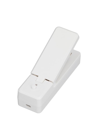 Tenfowee Ev Ve Seyahat İçin Usb Şarjlı Manyetik Mini Poşet Kapama Makinesi - Yemekleri Taze Tutan Kesici Ve Kapatici, Beyaz Beyaz