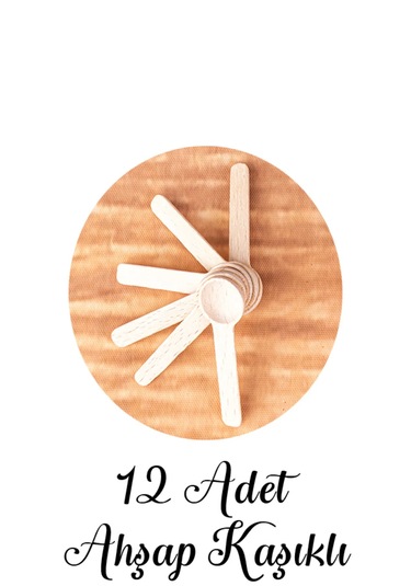 12 Adet Tahta Kaşıklı Mantar Kapak Baharatlık 300 Ml Siyah Etiket Şeffaf