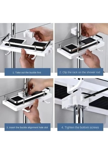 Wondernest Sondaj Siyah Raf Organizatör Lichen Temizleme Hiçbir Duş Depolama Banyo Ürünü Hn Siyah