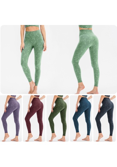 Kosona Kadın Fitness Taytları Mor Kamo Desenli Yüksek Bel Pop Vurgulayıcı Konforlu Havadar Hızlı Kuruyan Spor Trikot 6/m Avrupa Numara Mor