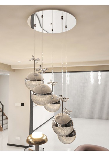 Solis Enerji Tasarruflu Modern Ve Lüks Gümüş 5'li Led Avize