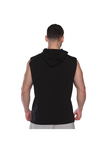 Musclecloth Training Club Kapüşonlu Kolsuz Sweatshirt Siyah Siyah