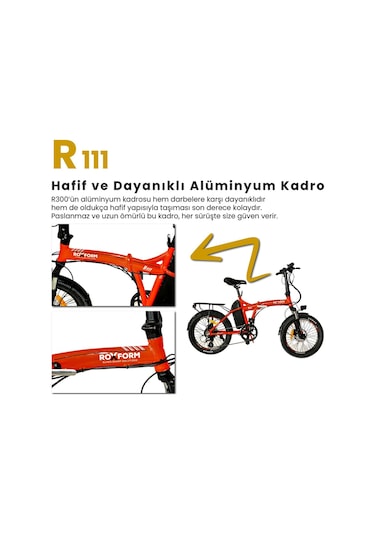 Roxform R-111 Elektrikli Katlanabilir Bisiklet 15ah Shimano Altus Hidrolik Fren Alüminyum Kadro Siyah