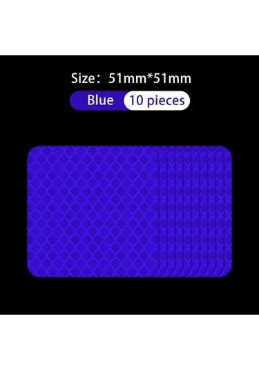 Yansıtıcı Uyarı Etiketi Tekerlek Kaşları Kapı Açma Yansıtıcı Şerit Araba Jant Koruyucu Araba Çıkartması Dıy Kare Mavi 10 Adet