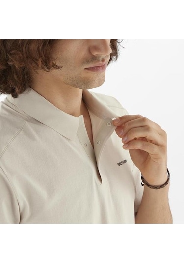 Salomon Trackline Polo M Erkek T-shirt-29833 Krem