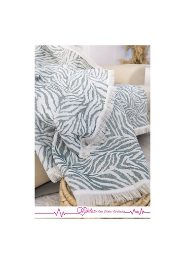 Klasik Pamuklu Koltuk Örtüsü 160x220 Cm Zebra Desen Koltuk Örtüsü Yeşil