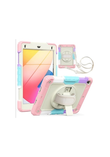 Apple Uyumlu iPad Air 1 9.7" Kılıf Renkli Strap Zırh Case A1474 A1475 A1