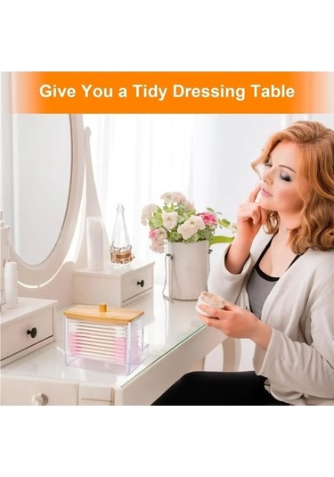 Maoyaya Çok Renkli Bambu Kapaklı Pamuklu Çubuk Tutucu, 1 Adet Çok Renkli