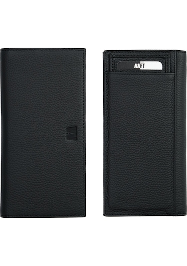 Mft Leather Hakiki Deri Kartlıklı Unisex Cüzdan Lilyum 7286 Flother Mat Siyah