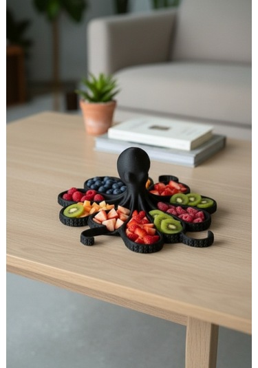 Oxyteez Ahtapot Tasarımlı Dekoratif Stand Siyah Renk Reçine Tasarım Ev Ve Ofis Dekorasyonu