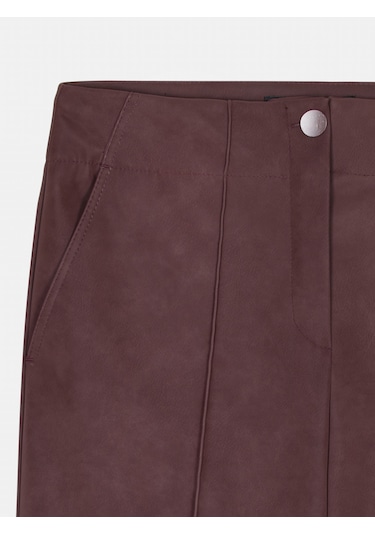 Dilvin 72252 Dikiş Detaylı Süet Görünümlü Pantolon-bordo Bordo