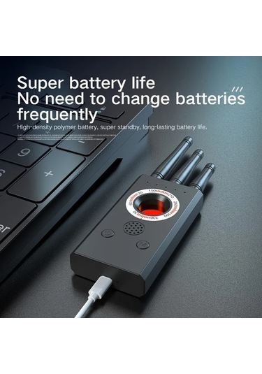 Honeybeeshop Siyah Çok Fonksiyonlu Gizlilik Dedektörü Kızılötesi Algılayıcı Sinyal Probu Bulaşık Bulma Usb Şarjlı Taşınabilir Güvenlik Tarama Cihazı