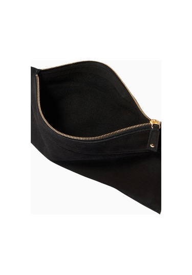 Montroi Medium Pouch In Suede Siyah Şık Süet Clutch