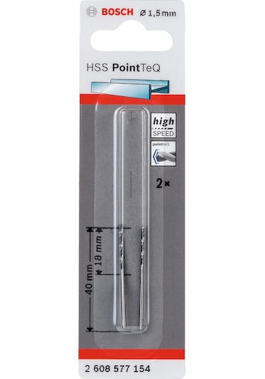 Bosch HSS-PointTeQ 1.5 mm 2'li Paket Metal Delme Ucu - 2608577154