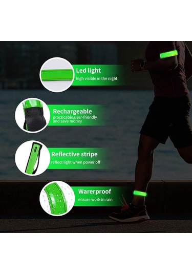 Kangvka Yürüyüş, Koşu Ve Bisiklet İçin Şarj Edilebilir Led Parmaklık 2 Adet , Yansıtıcı Özellikli, Hafif Ve Ayarlanabilir Çok Renkli