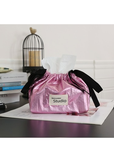 Springsun Yüksek Kaliteli Poliester Organizer: Araç Ve Ev İçin Dekoratif Havlu Kutusu, Çeşitli Kullanim Seçenekleriyle Kompakt Tasarım Metalik Pembe