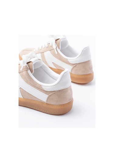 M-1004 Bej Süet Bağcıklı Termo Taban Günlük Kadın Spor Bej