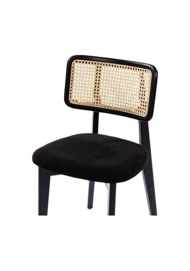 Zeus Hazeranlı Hasırlı Model Ahşap Bohem Sandalye Siyah - Siyah