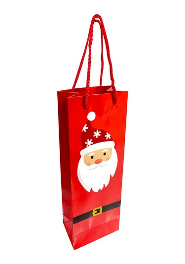 Yılbaşı Noel Baba Desenli Hediyelik Şişe Çanta 2'li